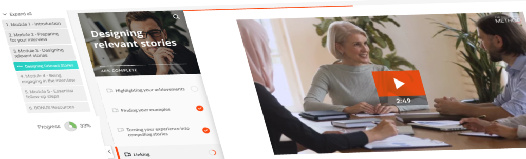 Happy man doing online interview training